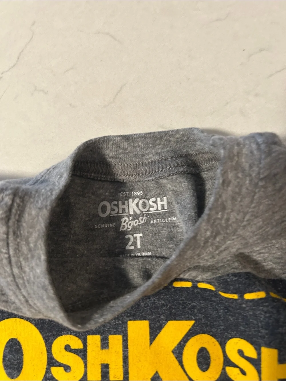 OshKosh B'gosh Gray Tee with Yellow Logo + Blue Plaid & Floral Overalls Set